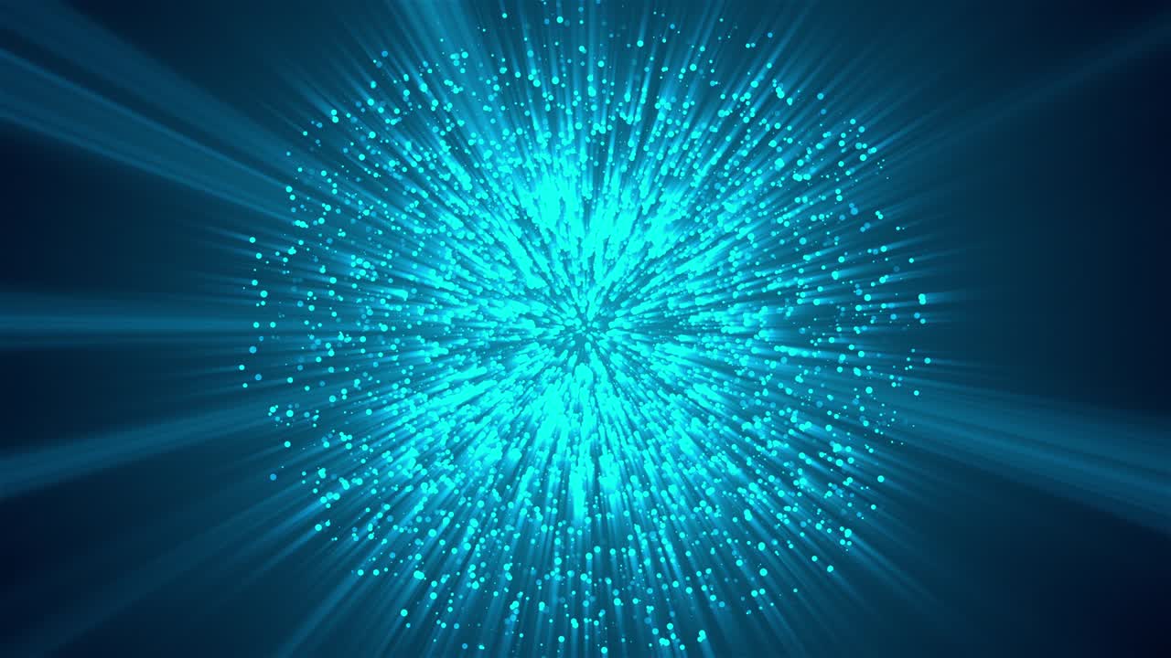 muchas pequeñas partículas azules abstractas en forma de esfera en el espacio, fondo abstracto generado por computadora, renderización 3d