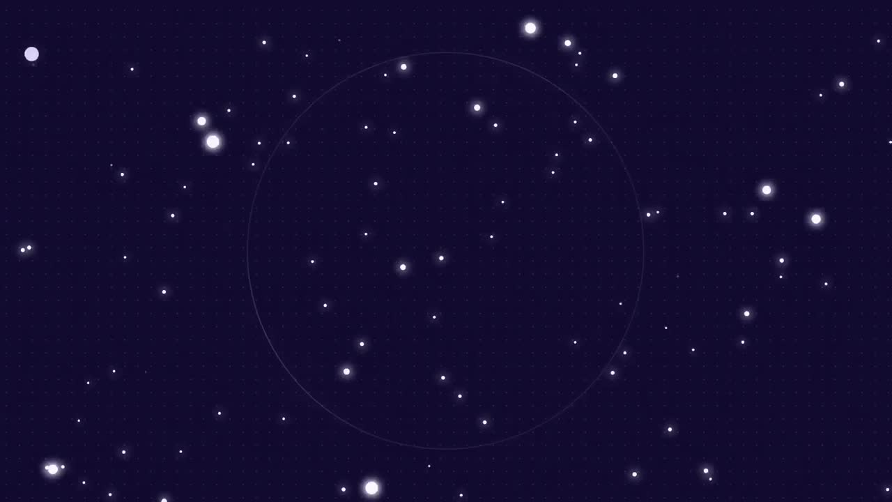 animación de estrellas azules brillantes en el fondo negro del cielo nocturno