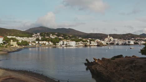 establishing shot cadaques coastal town and fishing village in spain