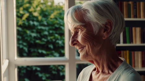 elderly woman by window