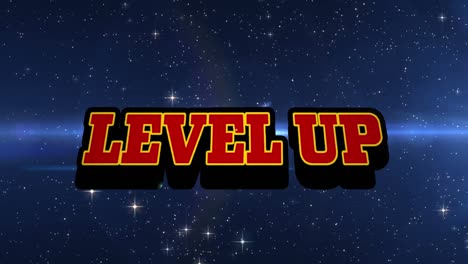 Animation-of-level-up-and-stars-on-night-sky