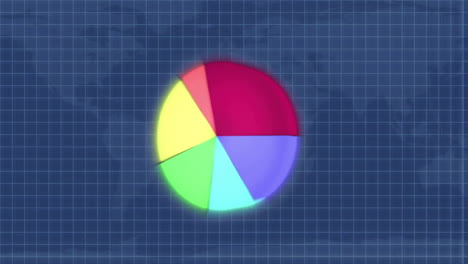 animación del diagrama de círculo y procesamiento de datos sobre el mapa del mundo