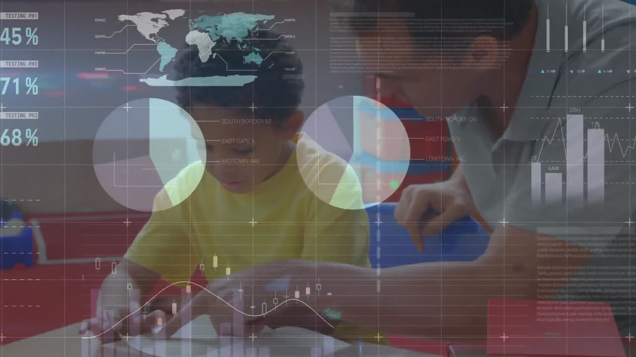 aula trabajando con la transición del gráfico de finanzas