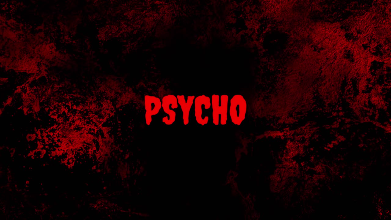 Animated Horror Title 'Psycho' Flashing on Bloody Grunge Background