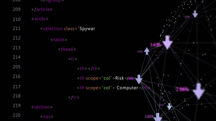 Animation of computer data processing over globe