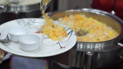 rice close up shot biryani pulav rice catering at event