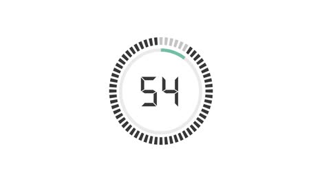 countdown animation. a clock counts down from 60 seconds to zero