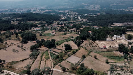 aerial view of a patchwork rural landscape, portugal