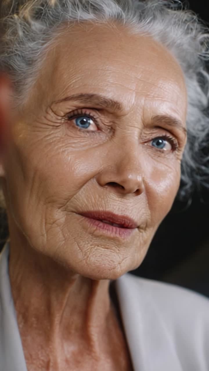 Captivating Moments: The Expressive Journey of an Elderly Woman's Emotions Through Close-Up Framing and Natural Beauty in Artful Lighting