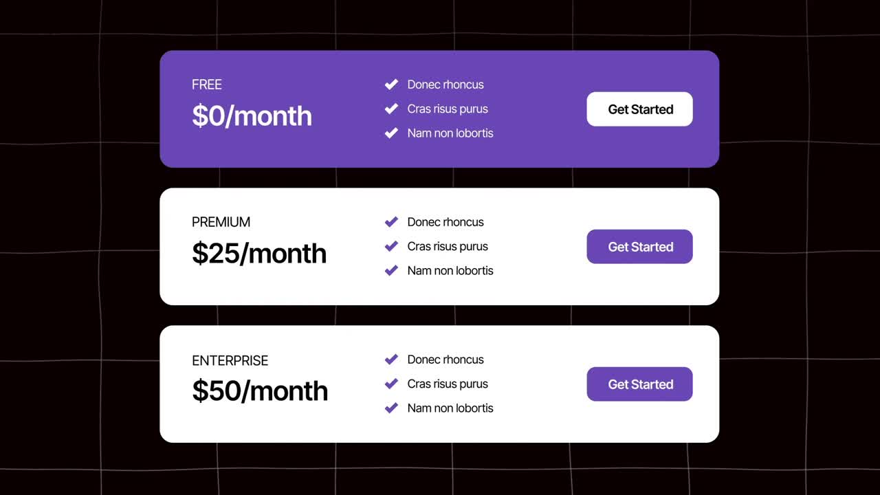 Animated Pricing Tables and Subscription Plans Comparison