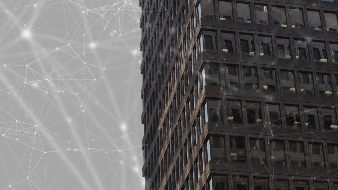 animación de la red de conexiones sobre el paisaje urbano