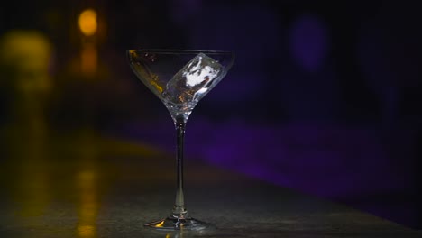 empty martini glass with ice