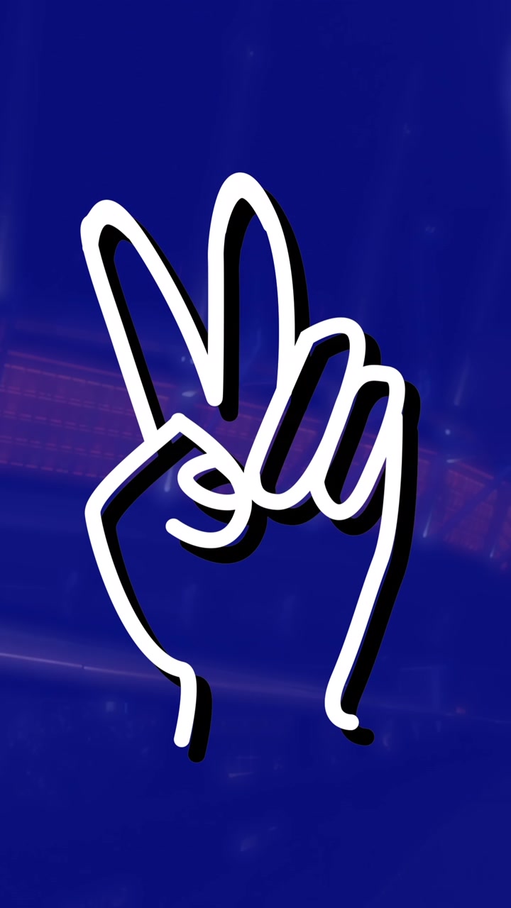 Animation of hand icon over cityscape at night on blue background