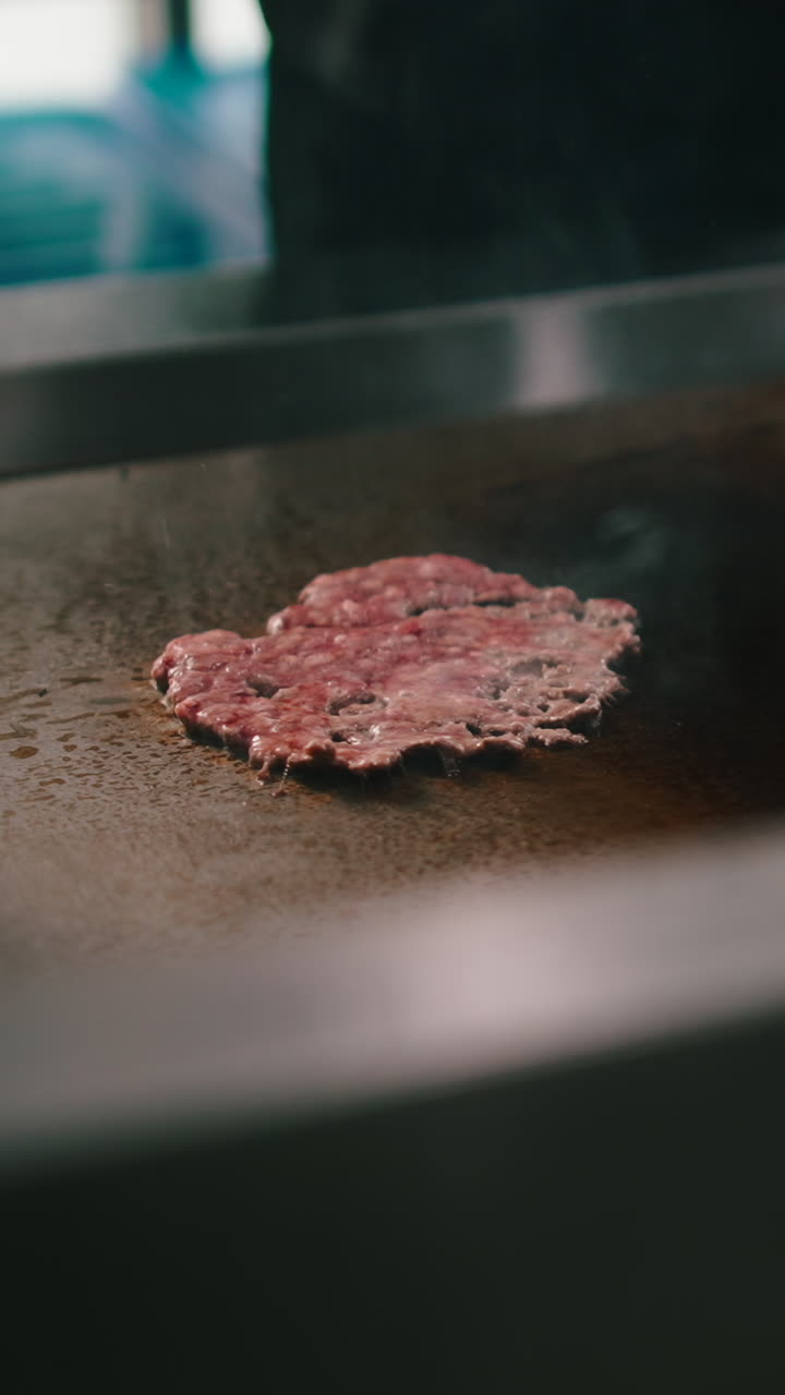 Cooking burger on the griddle