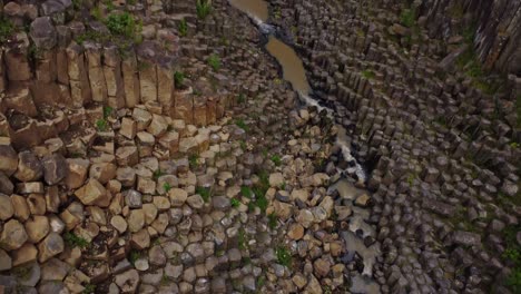 aerial drone shot of prisms rocks