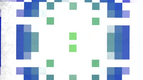 patrón de píxeles dinámicos cuadrados azules, verdes y blancos en formación de cuadrícula