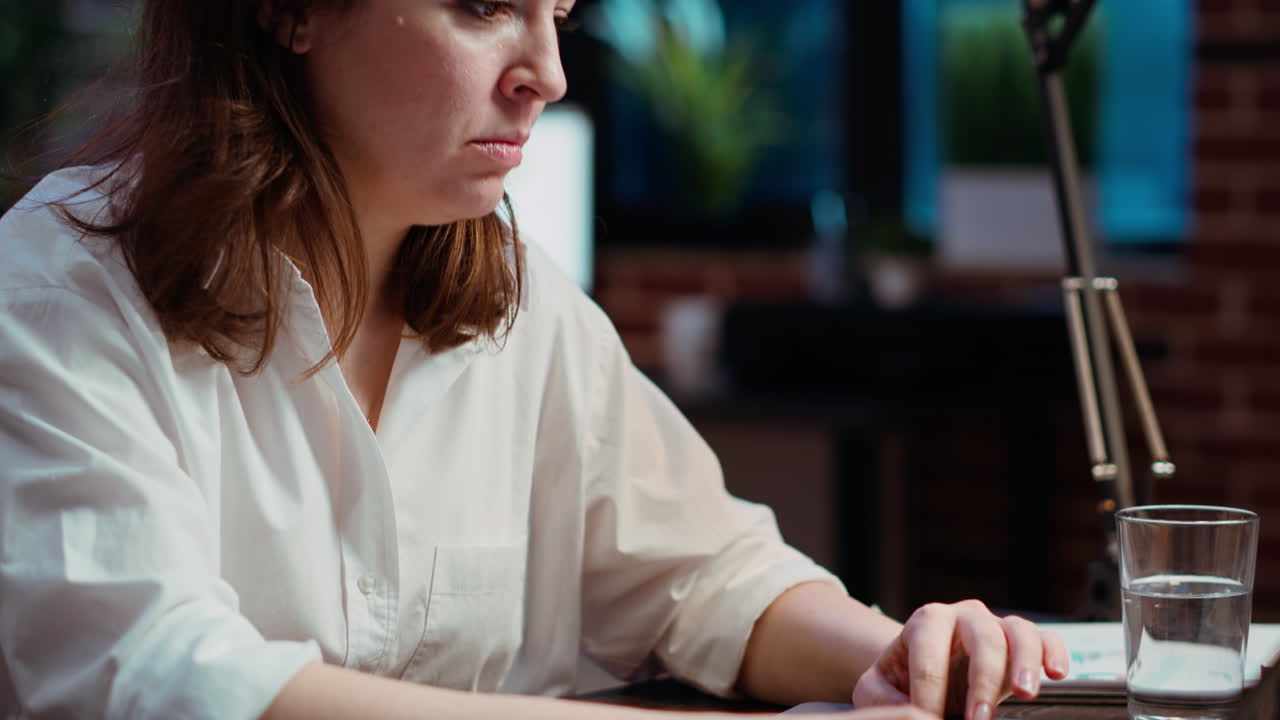 Employee inputting data for company project at computer desk