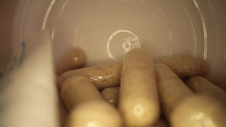 moving into a supplement pill bottle with desiccant still in, using a wide angle probe lens, getting unique perspectives