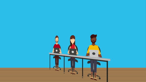 people working at a desk