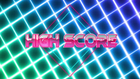 animation of high score text over neon lines on black background