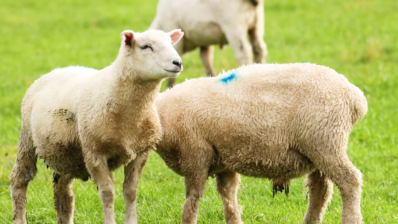 Devon Closewool sheep graze peacefully in a lush green field under natural daylight in Wanaka, New Zealand