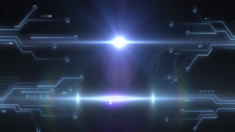 Animation-of-data-processing-over-computer-circuit-board