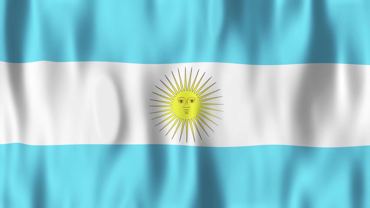 Waving Flag of Argentina with Sun of May Symbol