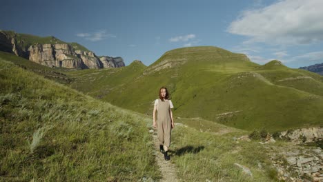 woman hiking in mountains