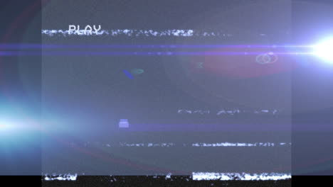 animation of play digital interface on screen with data processing and glowing light