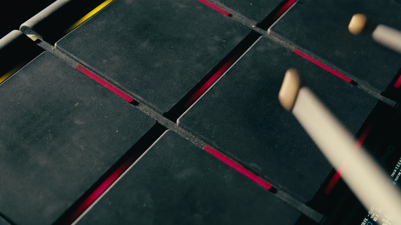 el baterista toca un kit de batería electrónica en un estudio de música, grabando música con el ingeniero de sonido en la sala de ensayos. lección de tocar instrumentos de batería de percusión. concierto de música rock.