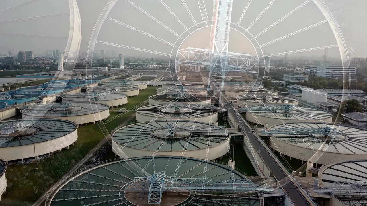 4k 비디오: 해가 지는 물 처리 시설