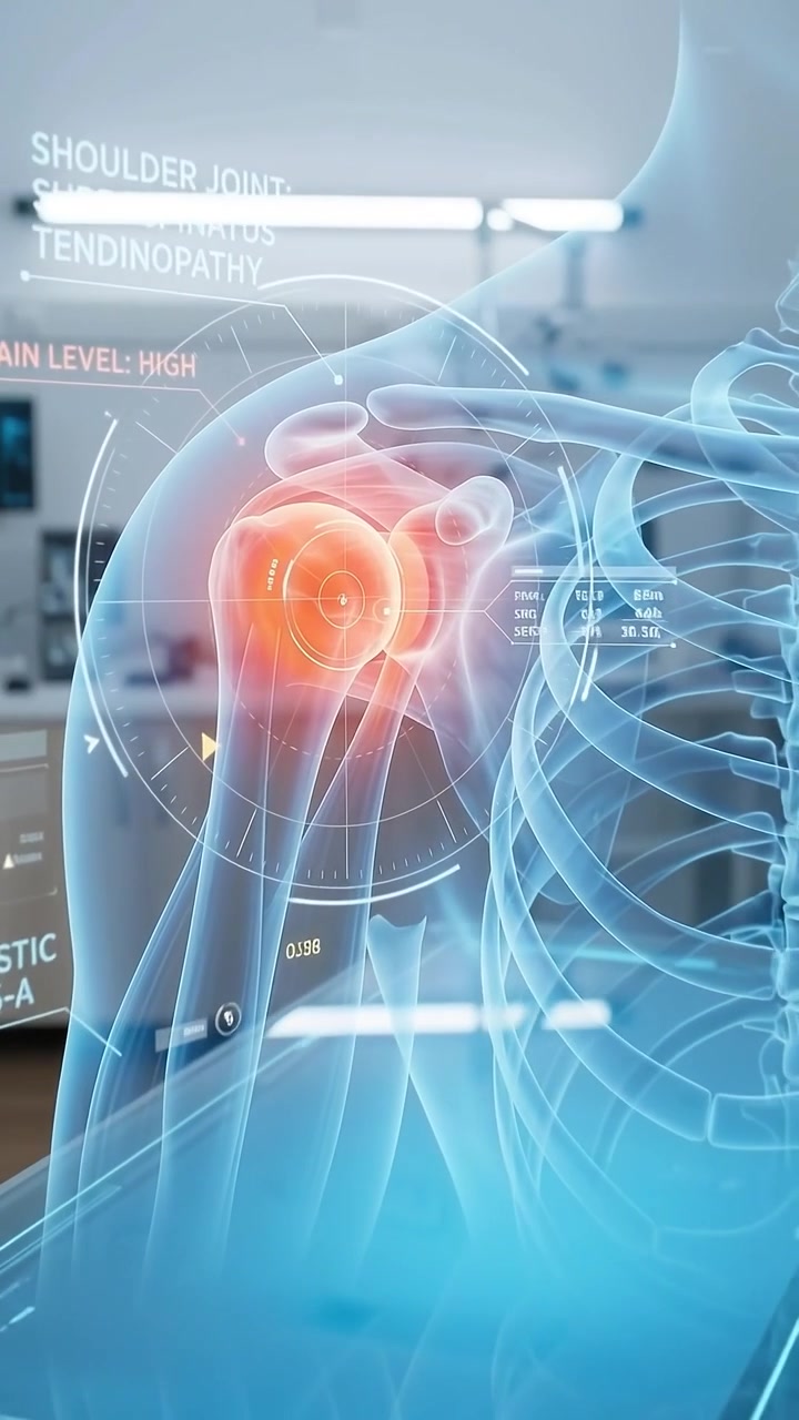 Digital Medical Scan of Human Shoulder Joint Showing Tendinopathy