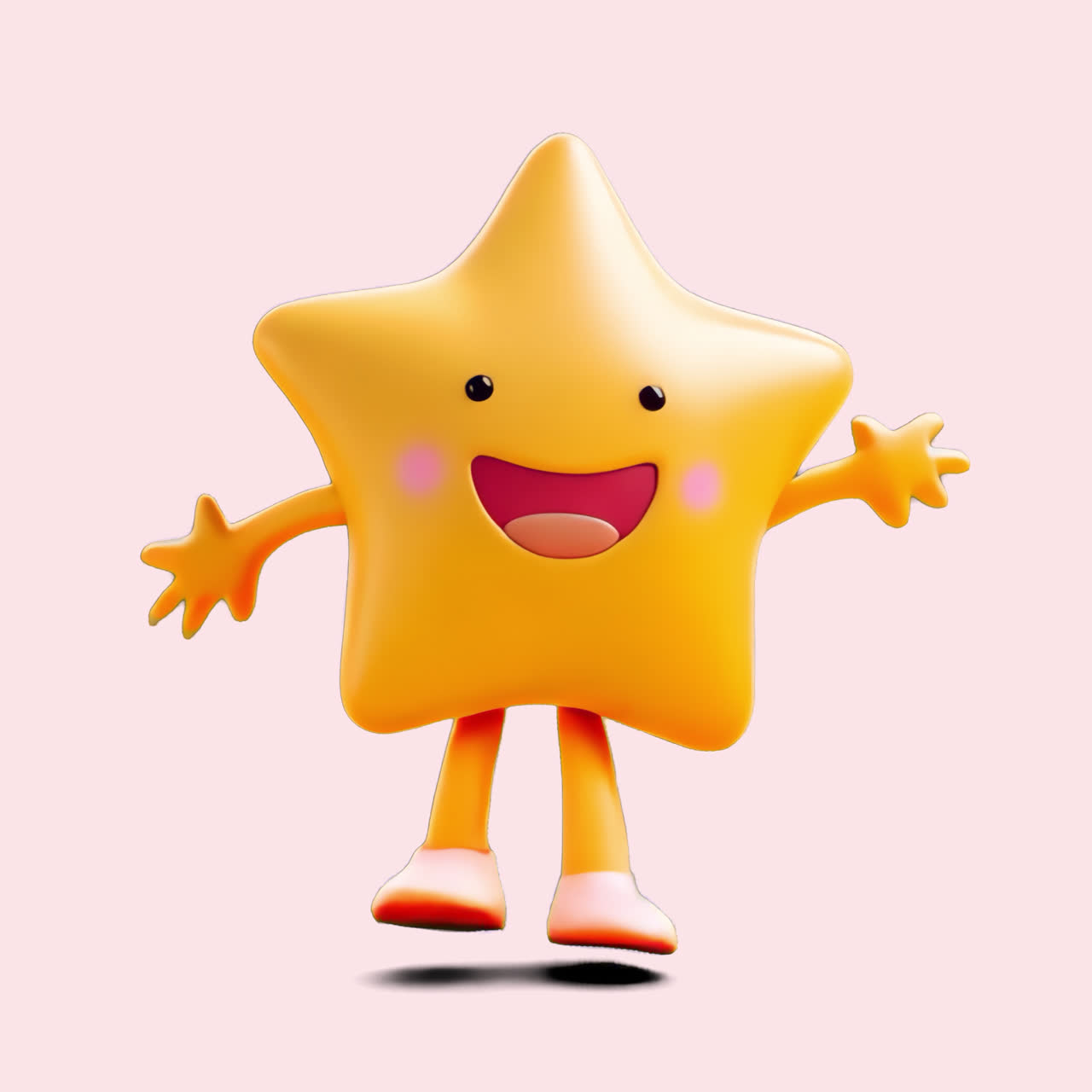 Cute and happy star character animation isolated asset, transparent 4K video, alpha channel, ProRes