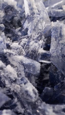 light purple sea salt crystals cluster grows in laboratory macro. chemical transformations of materials studying. minerals creating during lesson