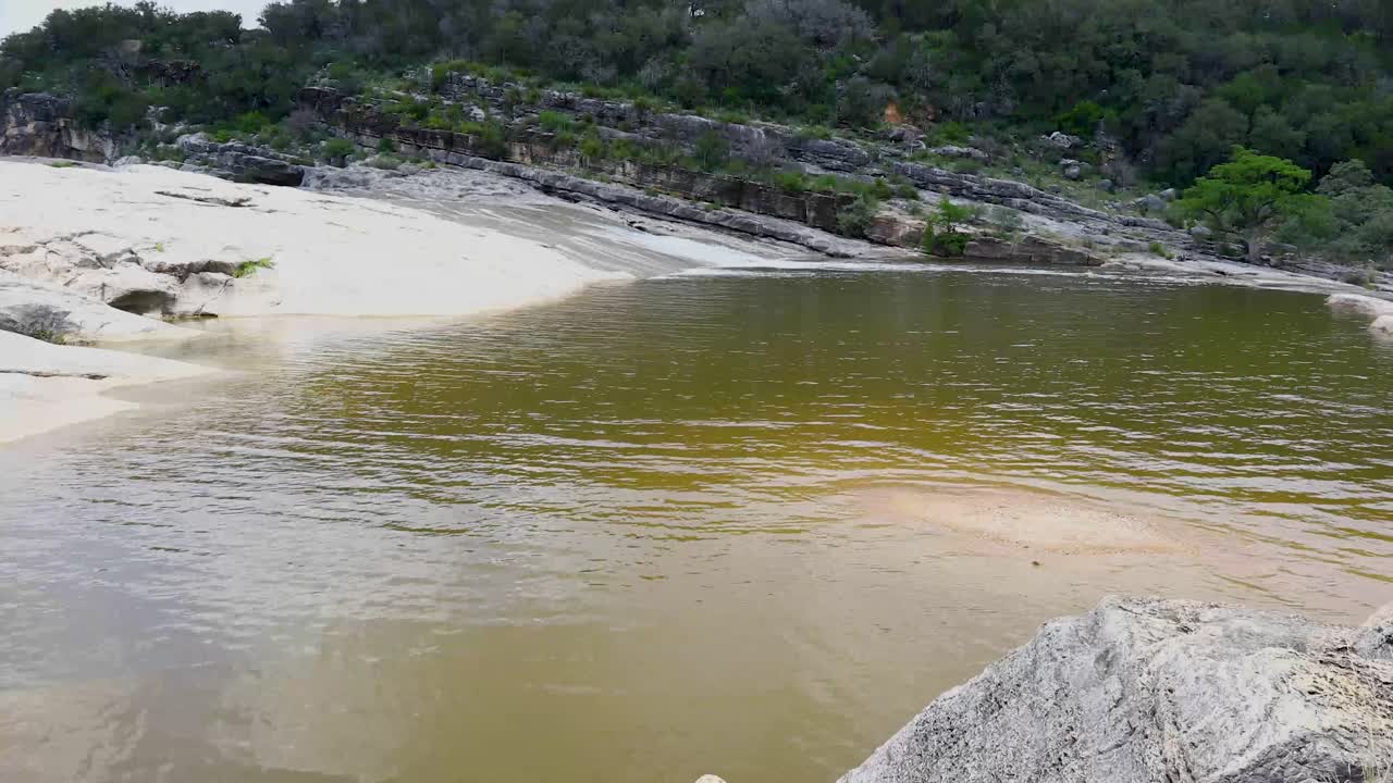 Static video of a pool of water in the Pedernales Falls State Park in Texas