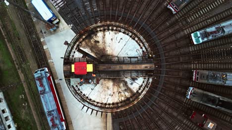 railway turntable for locomotives - rotated dynamic aerial clip