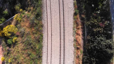 aerial view of train tracks and bike path