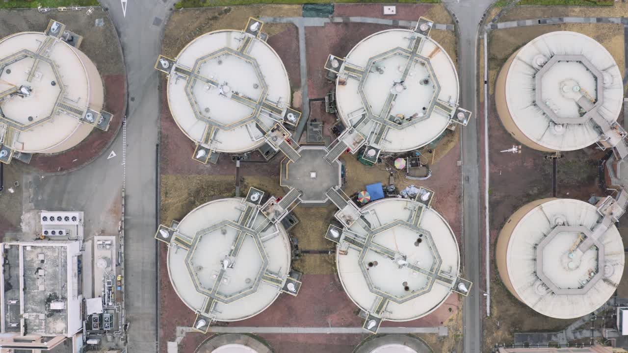 Aerial View of Large Industrial Tanks