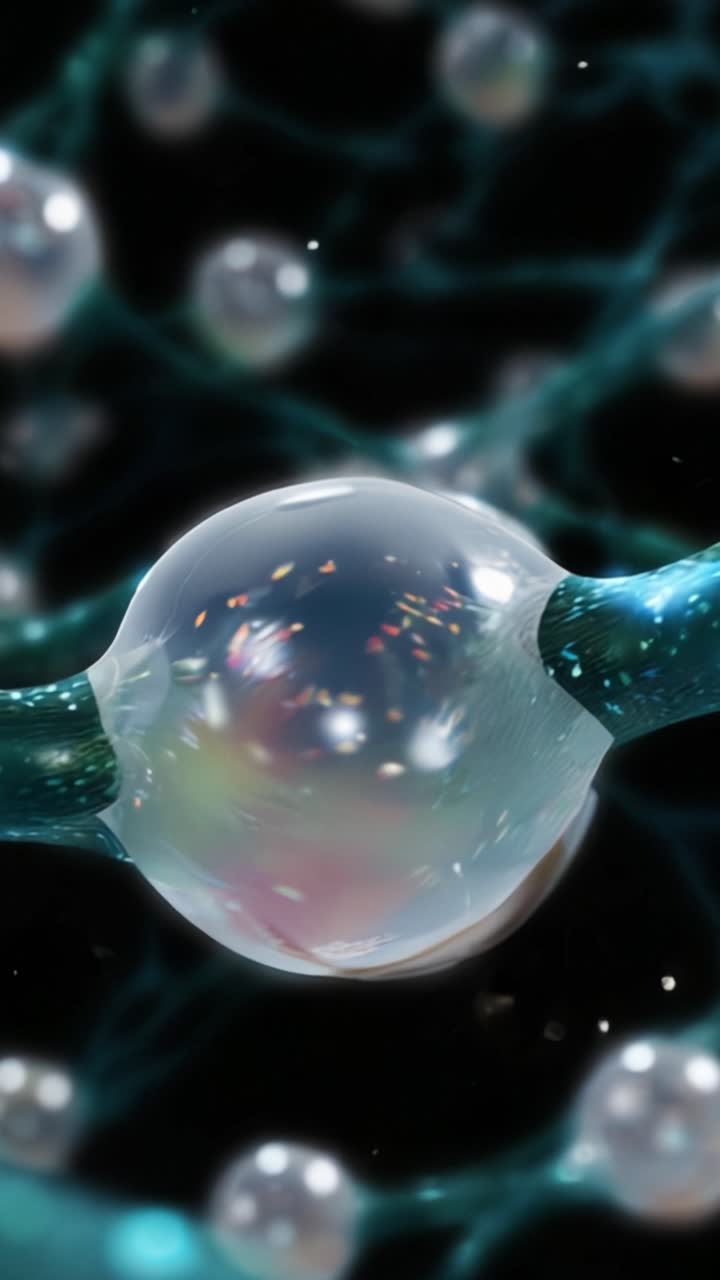 A Stunning Glimpse into Microscopic Biology: Glowing Cells Interacting in a Darkened Environment, Showcasing Complex Structures and Vibrant Activity in Depth