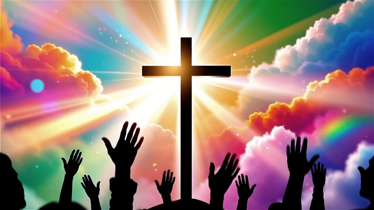 Christian Cross Heavenly Light Worship Background