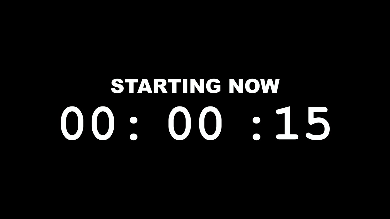 Digital Countdown Timer Starting Now on Black Background