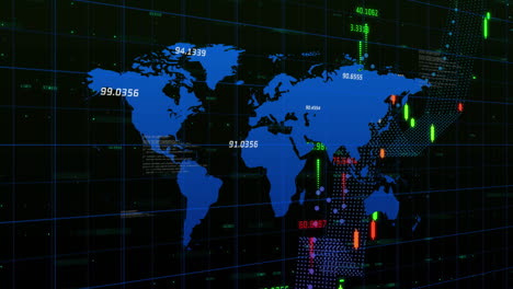 animation of financial data processing over world map