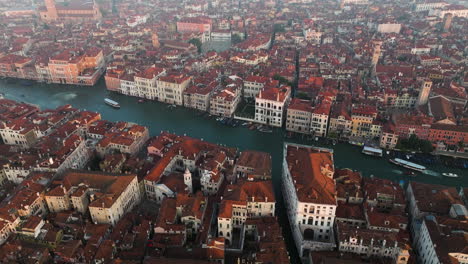 venice cityscape and venetian lagoon from above - drone shot