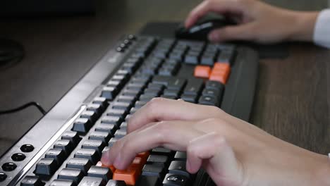 playing games on the computer, using the mouse and the keyboard