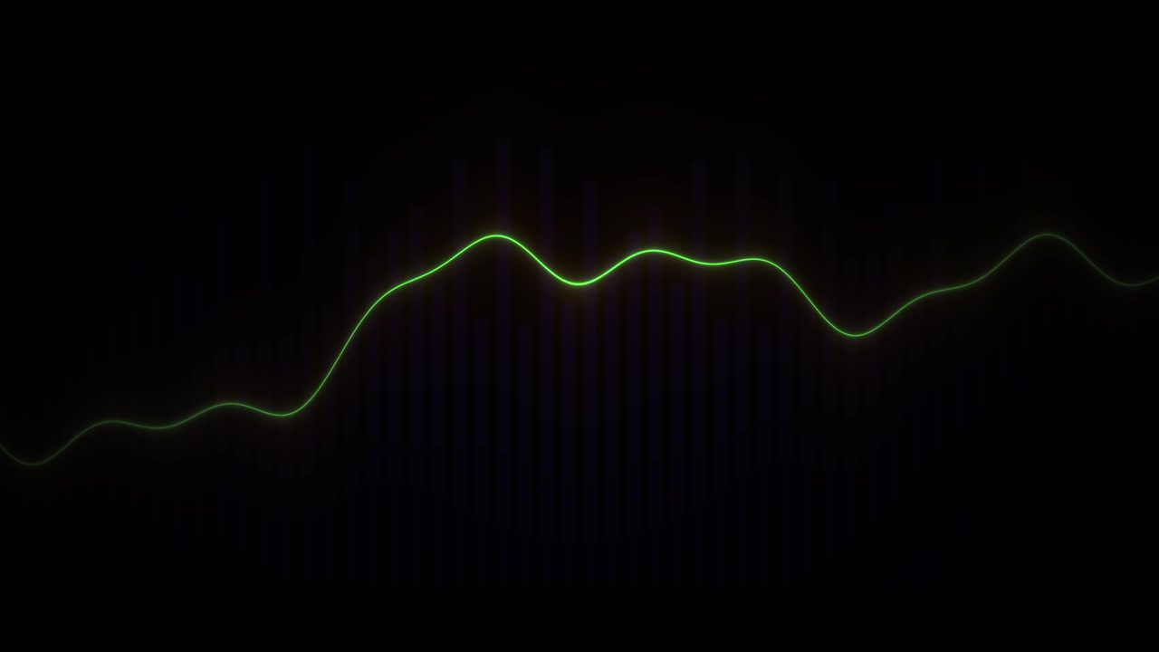 Abstract Green Audio Waveform Fluctuating on Black Background