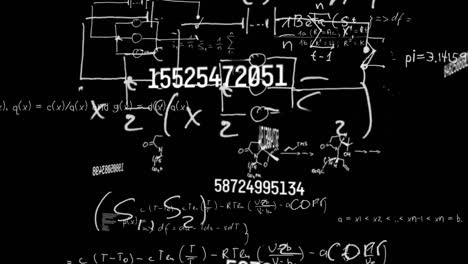 animación de fórmulas matemáticas en movimiento sobre un fondo oscuro