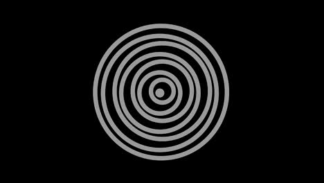 graphic object in black and white with stroboscopic and hypnotic effect, which rotates clockwise decreasing the size from full screen to disappearing in the center, in 16: 9 video format