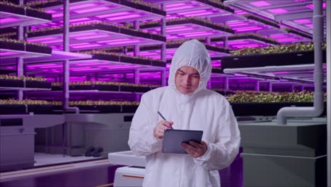 scientist working in a vertical farm