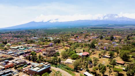 rural village town of kenya with kilimanjaro in the background