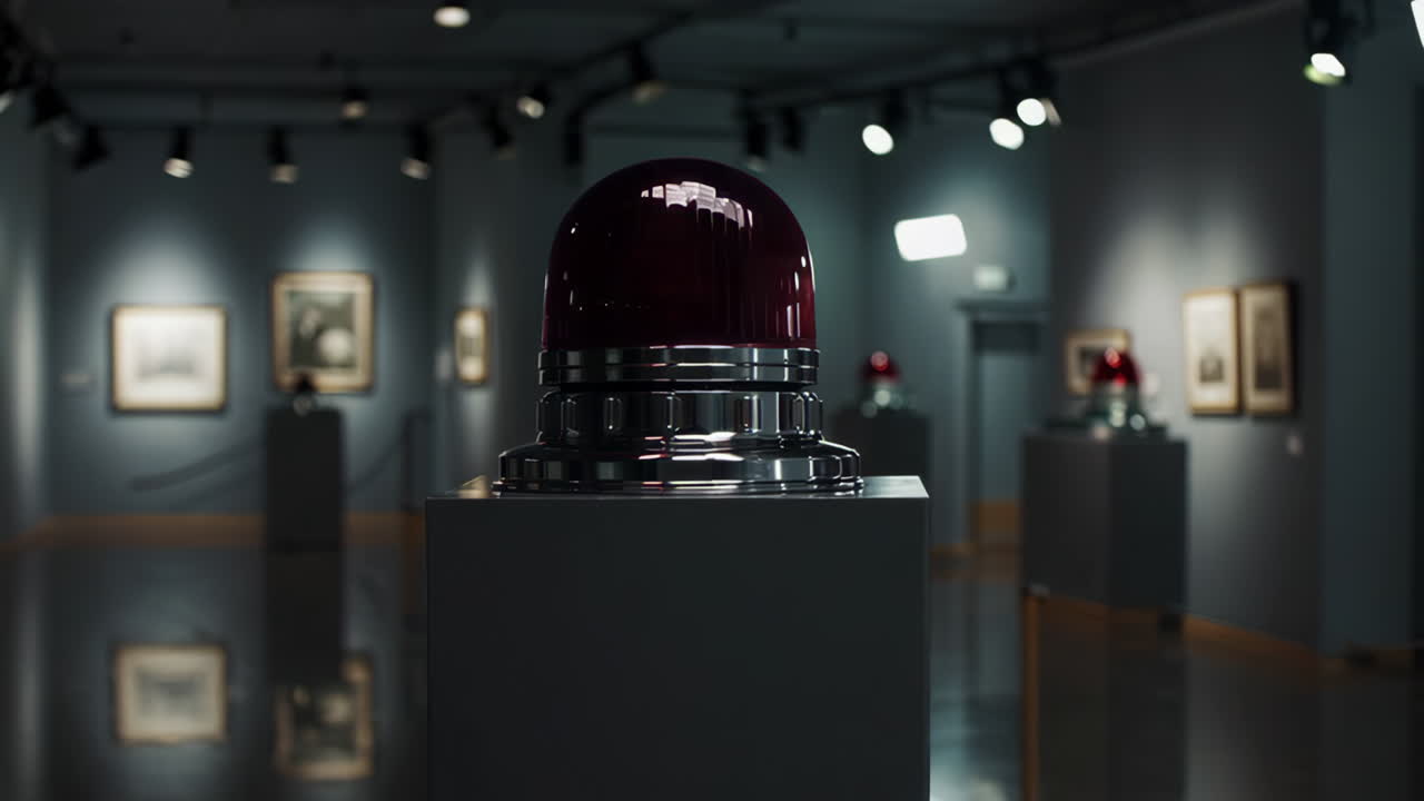 Red Emergency Light in an Art Gallery